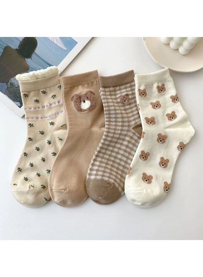 TRENDORA Women's Cotton Long Socks, Multi Color, Pack of 5 + 1 Pair Gift - Image 5